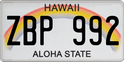 HI license plate ZBP992