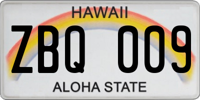 HI license plate ZBQ009