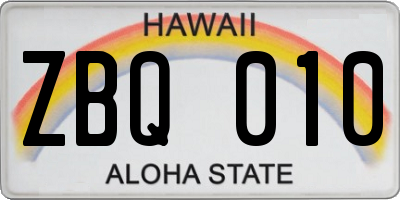 HI license plate ZBQ010