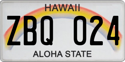 HI license plate ZBQ024