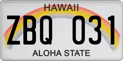 HI license plate ZBQ031