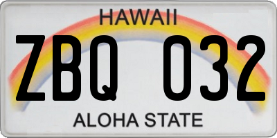 HI license plate ZBQ032