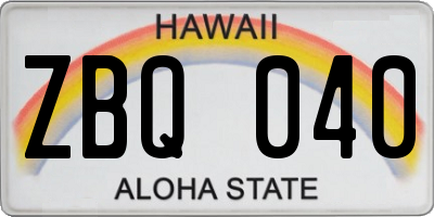 HI license plate ZBQ040