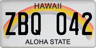 HI license plate ZBQ042