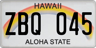 HI license plate ZBQ045
