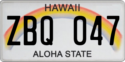 HI license plate ZBQ047