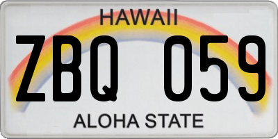 HI license plate ZBQ059