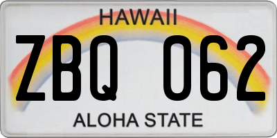 HI license plate ZBQ062