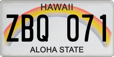 HI license plate ZBQ071