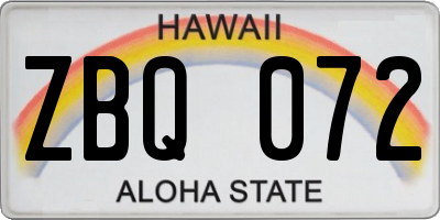 HI license plate ZBQ072