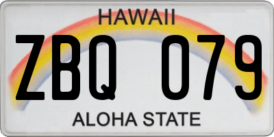 HI license plate ZBQ079