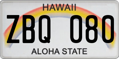 HI license plate ZBQ080