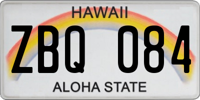 HI license plate ZBQ084