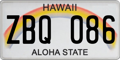 HI license plate ZBQ086