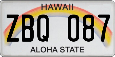 HI license plate ZBQ087