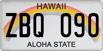 HI license plate ZBQ090