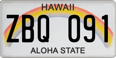 HI license plate ZBQ091