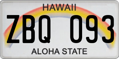 HI license plate ZBQ093