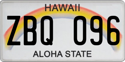 HI license plate ZBQ096