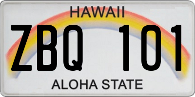 HI license plate ZBQ101
