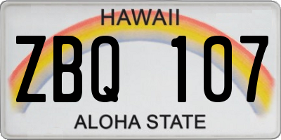 HI license plate ZBQ107