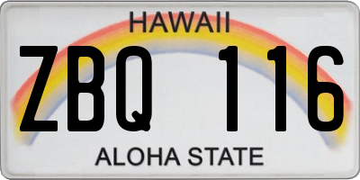 HI license plate ZBQ116