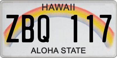 HI license plate ZBQ117