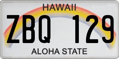 HI license plate ZBQ129