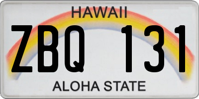 HI license plate ZBQ131