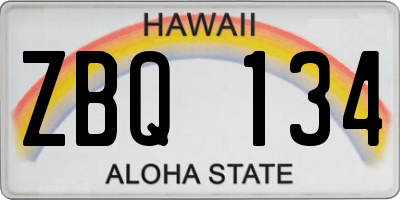 HI license plate ZBQ134