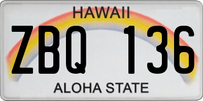 HI license plate ZBQ136
