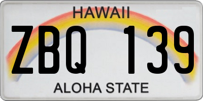 HI license plate ZBQ139