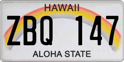 HI license plate ZBQ147