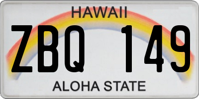 HI license plate ZBQ149