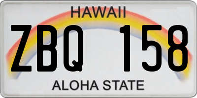 HI license plate ZBQ158