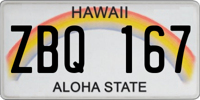 HI license plate ZBQ167