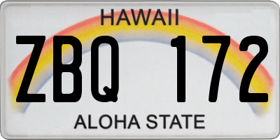 HI license plate ZBQ172