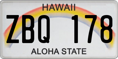 HI license plate ZBQ178