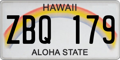 HI license plate ZBQ179