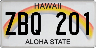 HI license plate ZBQ201