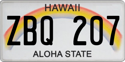 HI license plate ZBQ207