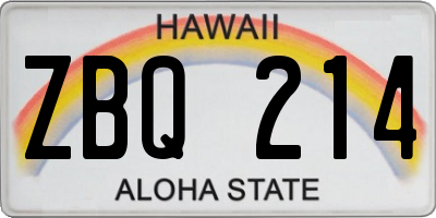 HI license plate ZBQ214