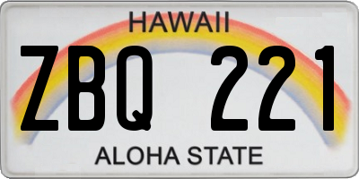 HI license plate ZBQ221
