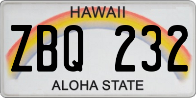 HI license plate ZBQ232