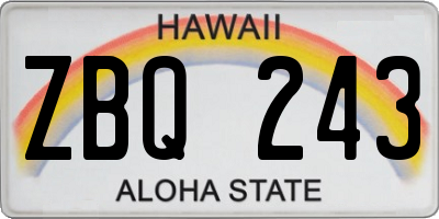 HI license plate ZBQ243