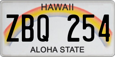 HI license plate ZBQ254