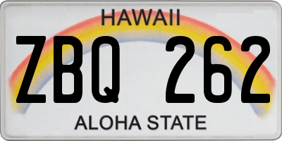 HI license plate ZBQ262