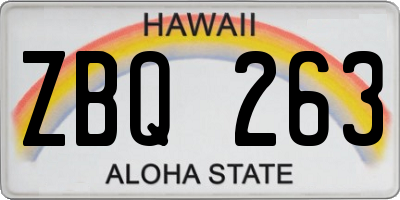 HI license plate ZBQ263