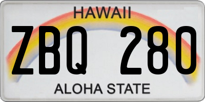 HI license plate ZBQ280