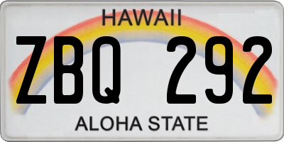 HI license plate ZBQ292